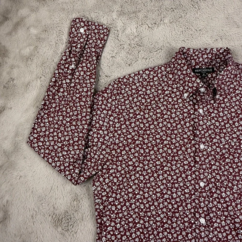 J. Crew Flex Washed Floral Button Down‎ Shirt Long Sleeve Casual Maroon Size 42